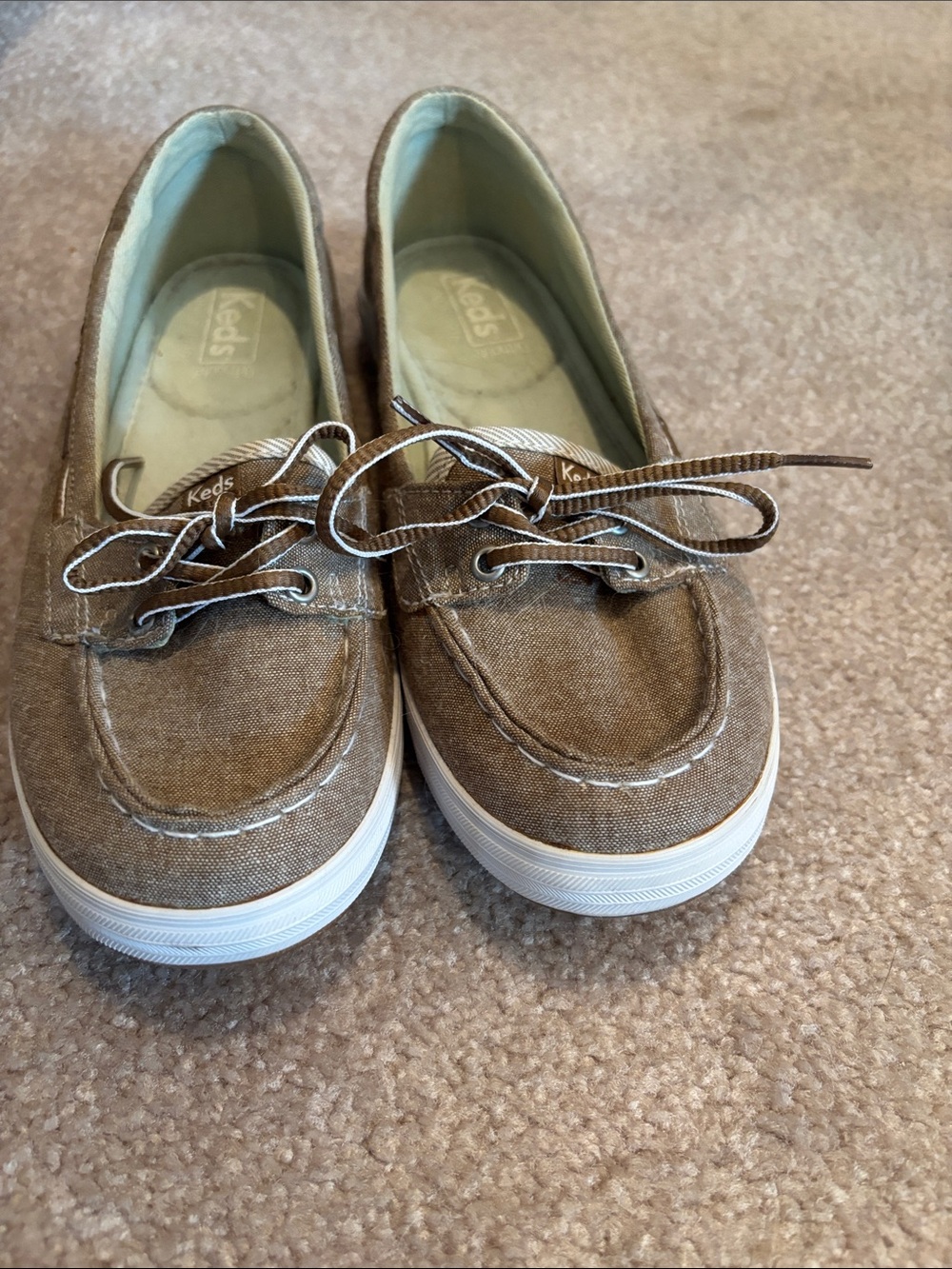 Keds Brown Canvas Lace-Up Flats